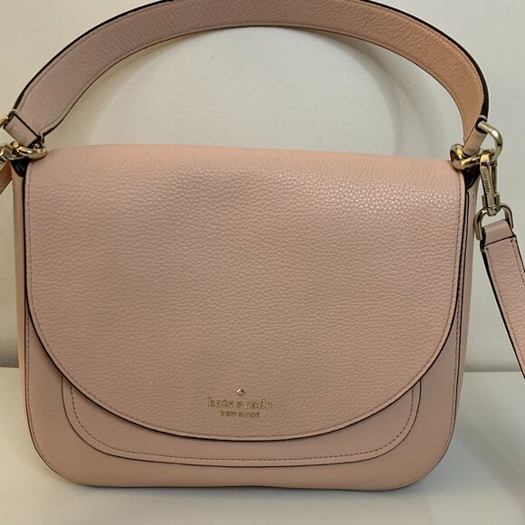 Kate Spade - Medium Flap Shoulder Bag - Pebbled leather - Rose Smoke - Picture 3 of 13